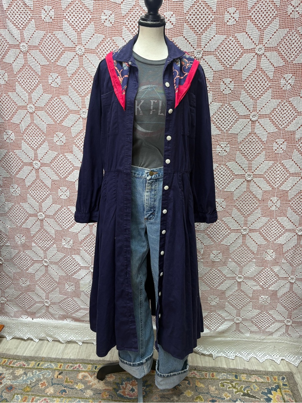 Vintage Andrea Gayle Cotton/Linen Blend Royal Purple Maxi Dress/ Duster